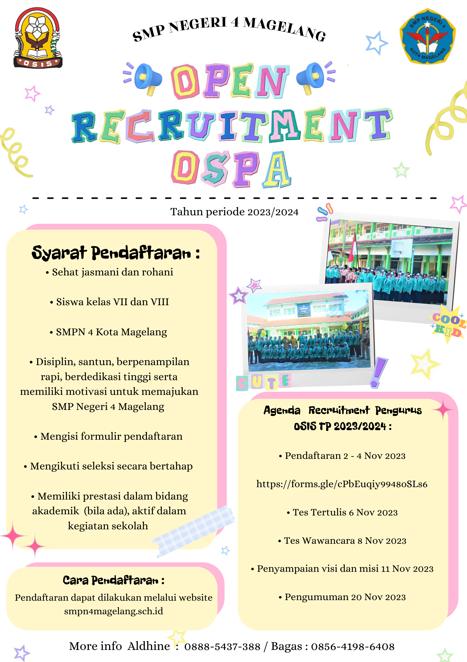 RECRUITMENT PENGURUS OSIS PERIODE 2023/2024 | SMP Negeri 4 Kota Magelang